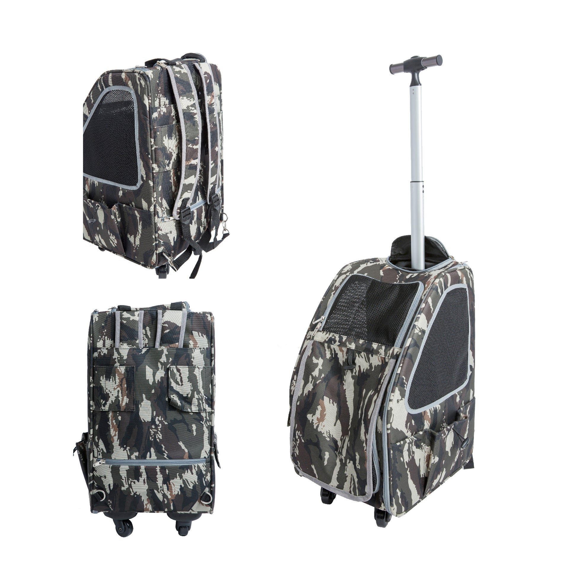 Airline Compliant Pet Carrier, Car Seat & Travel Bag | Includes Leash, Black Camo / Black / Large - Up to 25lbs | ROVERLUND