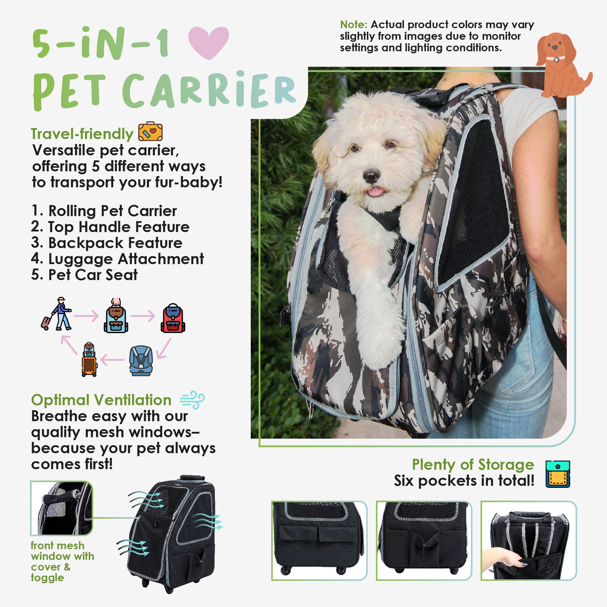 TSA Approved Pet Carrier, Dog Bags for Traveling Carrier, Soft Sided with  Expandable Bed Function, Zipper Pockets, Double Mesh for Small Dogs, Small