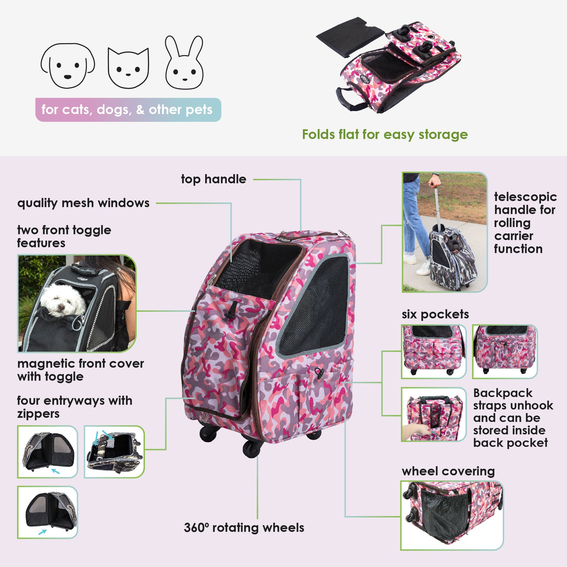 HITCH ScratchMe Pet Travel Carrier Soft Sided Portable Bag for Cats, Small  Dogs, Kittens or Puppies, Collapsible, Durable, Airline Approved, Carry