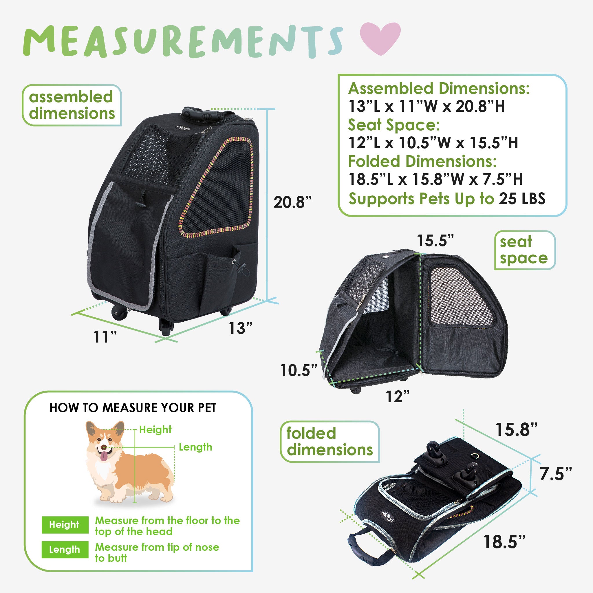 Under seat clearance dog carrier