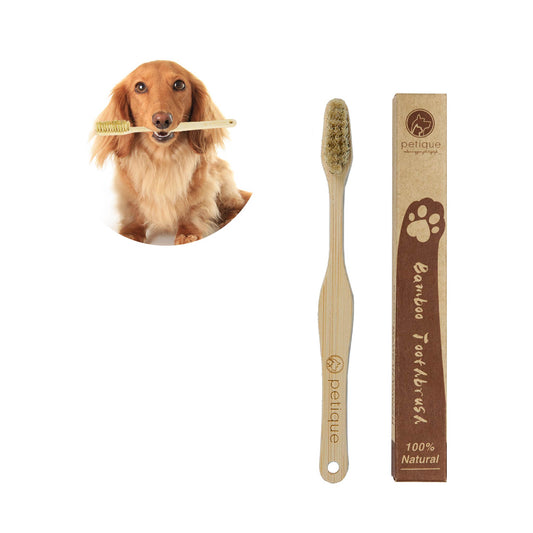 100% Sustainable Bamboo Pet Toothbrush for Dogs/Cats/Pets, Smooth Bamboo Handle, Boar's Hair Bristle, Eco-Friendly, Sustainable, Biodegradable, Non-Toxic, Compostable