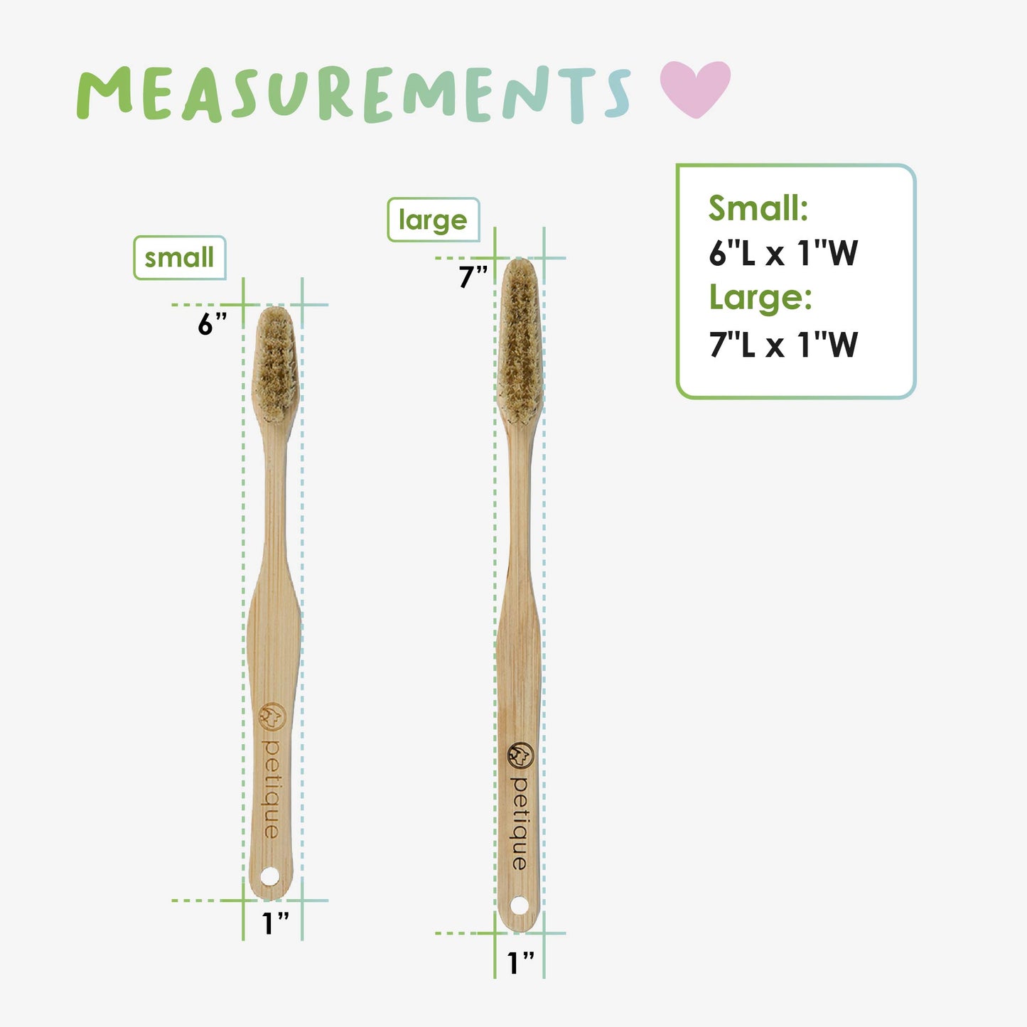 petique bamboo pet toothbrush measurements