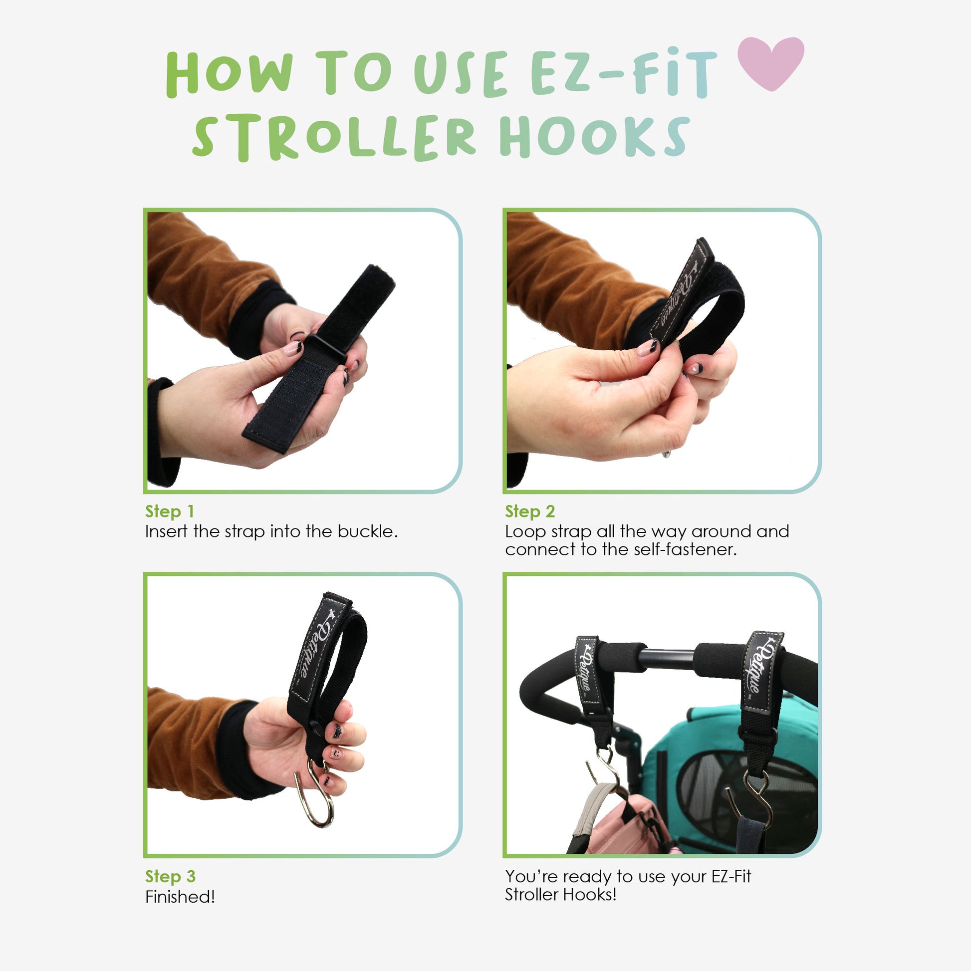EZ-Fit Pet Stroller Hooks - Set of 2 – Petique, Inc.