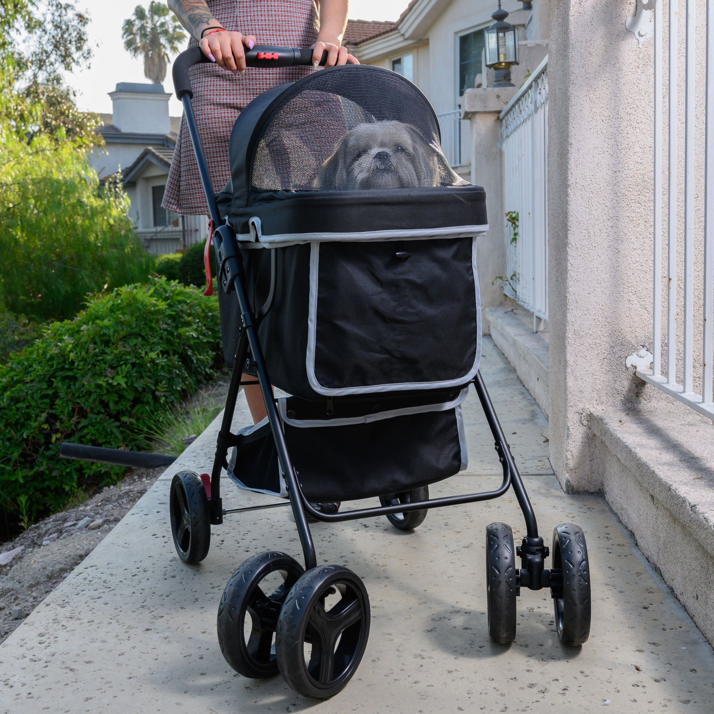 OPEN-BOX | Private Black Pet Stroller for Dogs and Cats