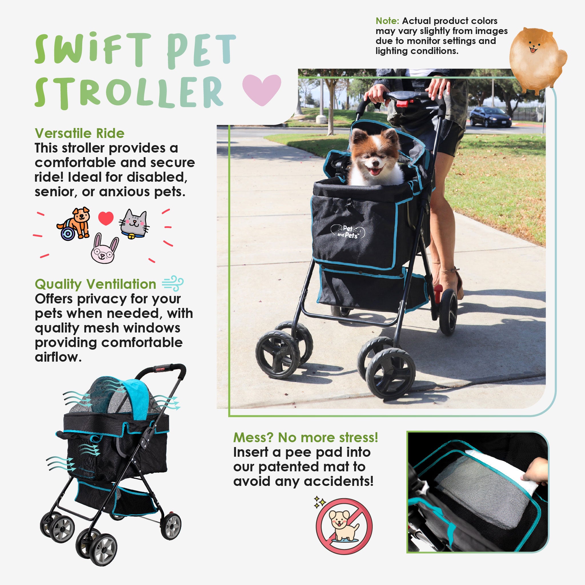 Pet and Pets Swift Pet Stroller for Dogs, Cats, and Small Animals