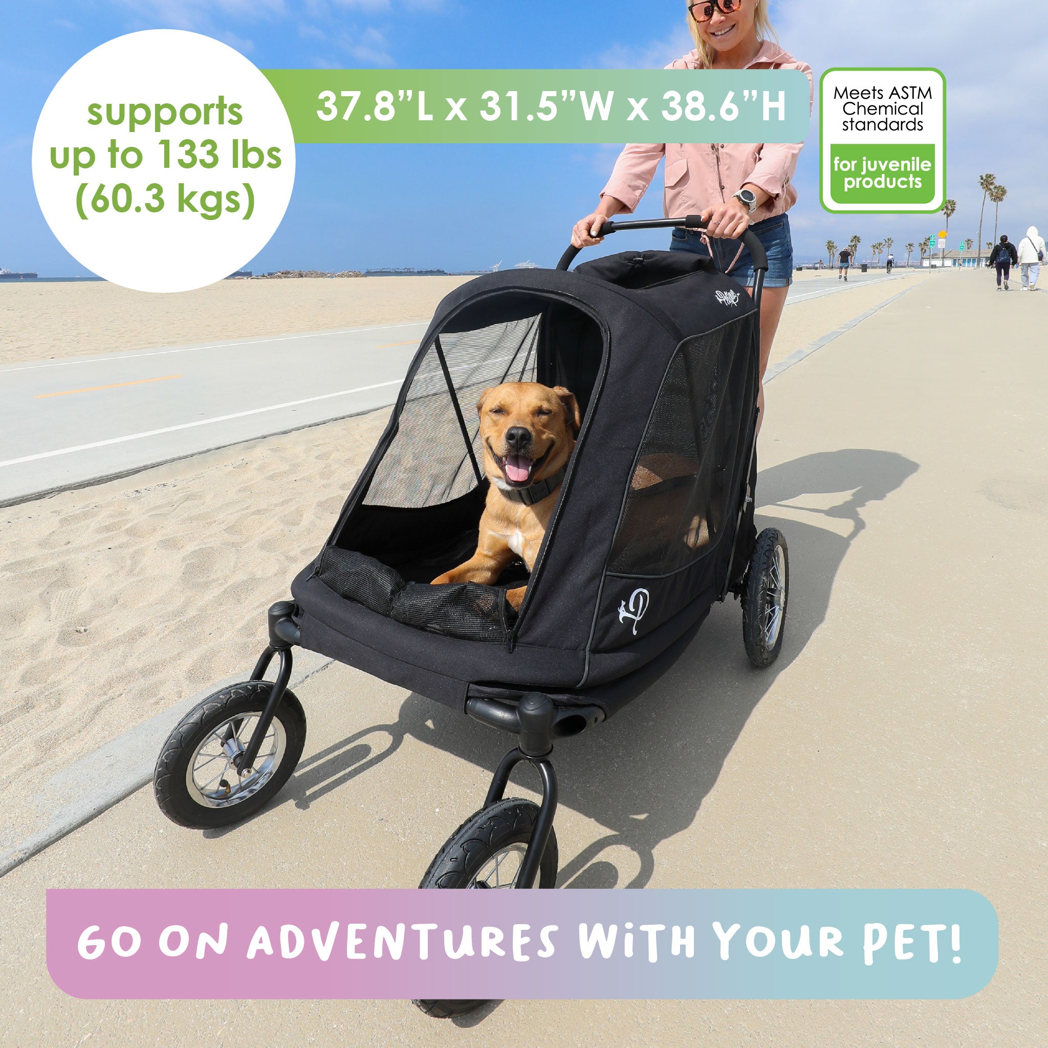 Apollo Pet Stroller with Tire Pump – Petique, Inc.