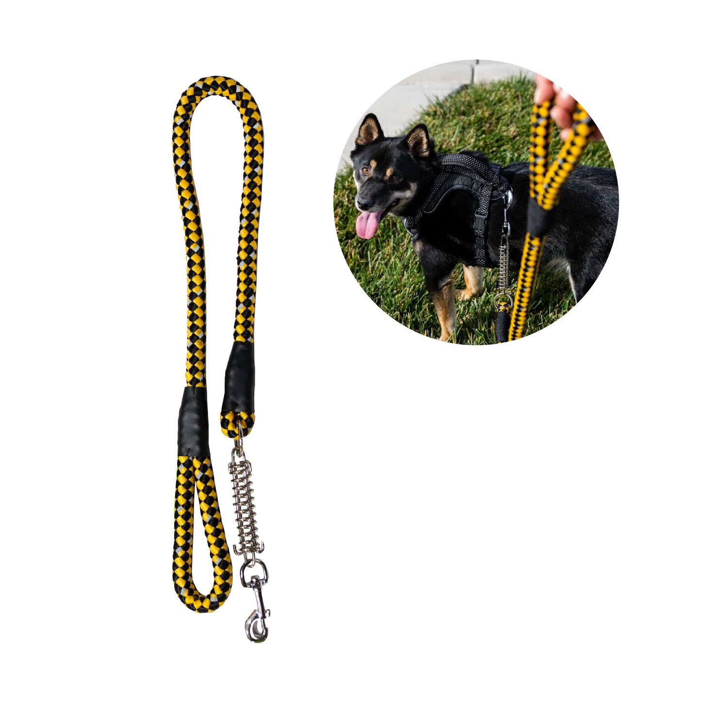 Tug Control Dog Leash - Reflective, Shock Absorber, Comfortable Grip, Sleek Design, Strong Weave Accent, for Small/Medium/Large Dogs/Cats/Pets