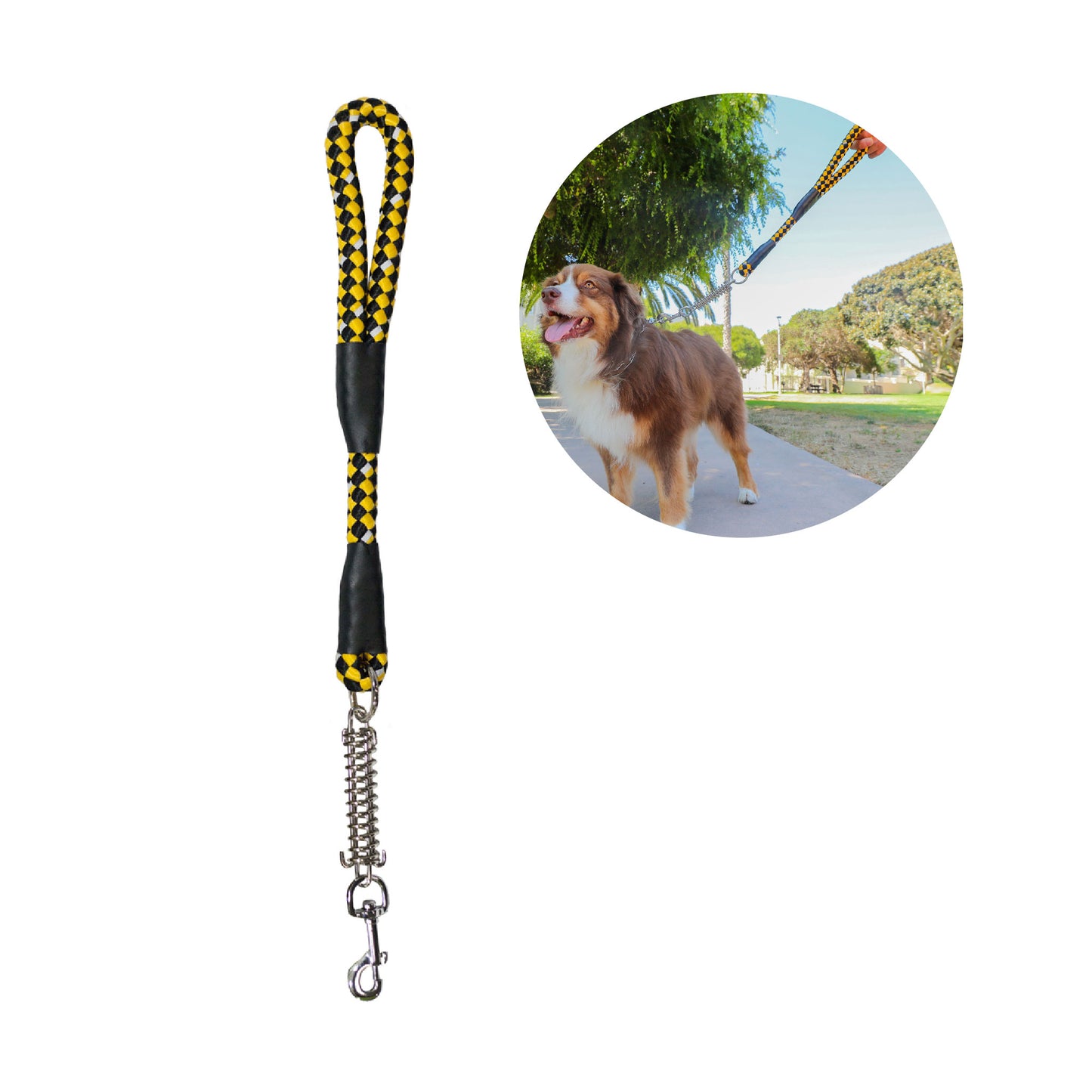 Tug Control Dog Leash - Reflective, Shock Absorber, Comfortable Grip, Sleek Design, Strong Weave Accent, for Small/Medium/Large Dogs/Cats/Pets