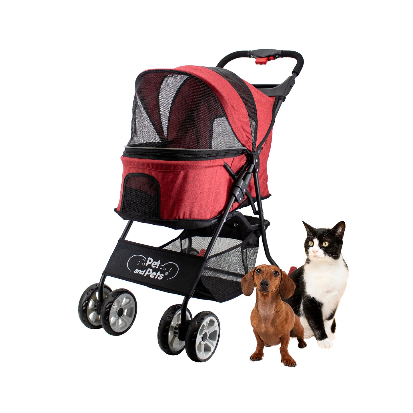 Catalina Pet Stroller: Durable, Lightweight, Compact Fold, Ventilation, Pee Pad Insert, Cup Holder, for Dogs/Cats/Pets up to 45LB