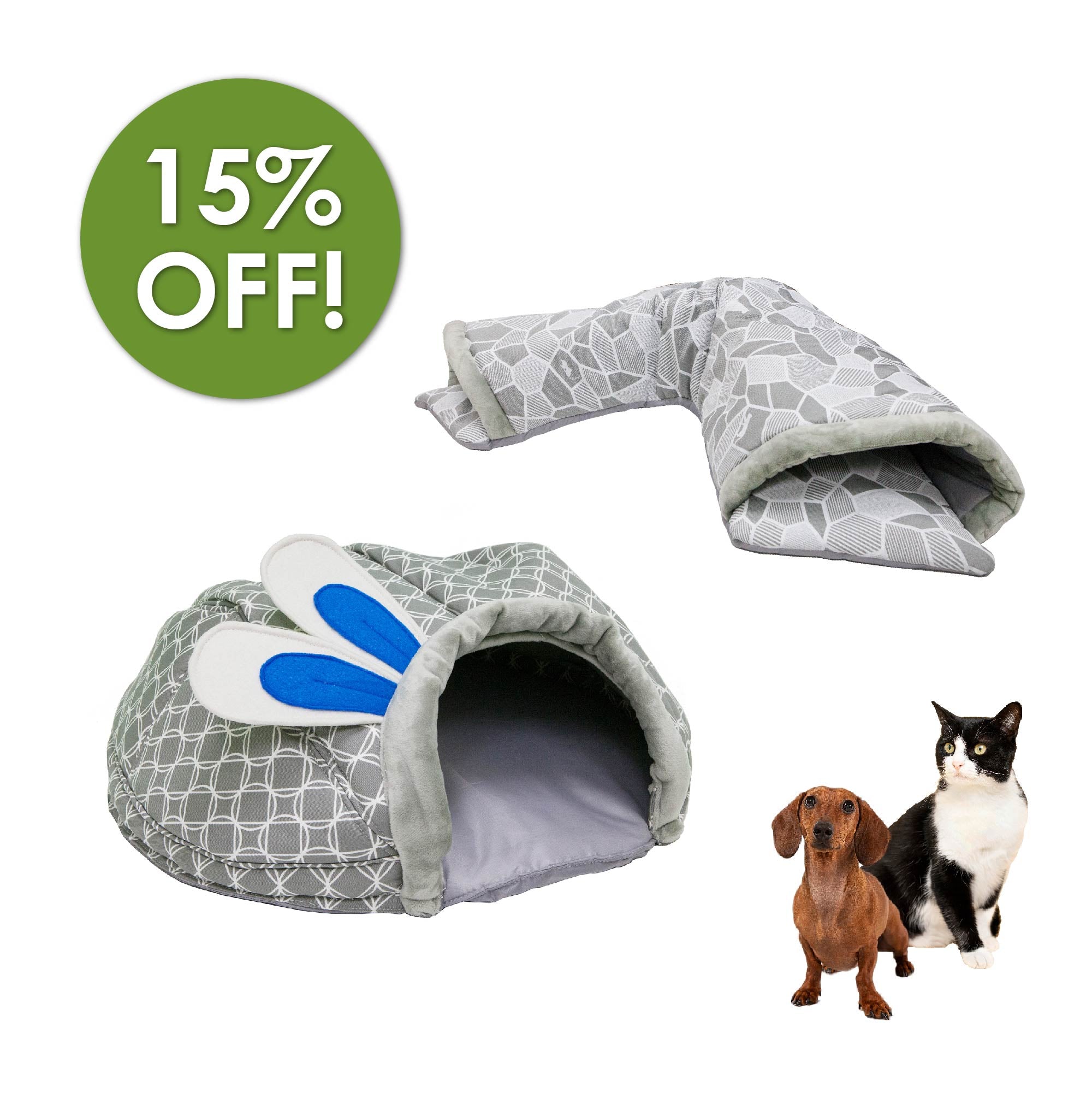 Pet Sleep and Play 2 Piece Bundle Pack Critter Dome Tunnel Set St Petique Inc