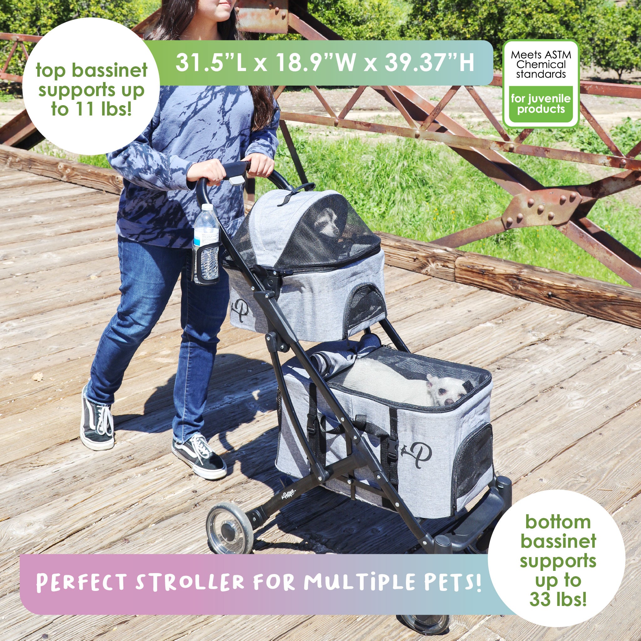 Double decker pet outlet stroller