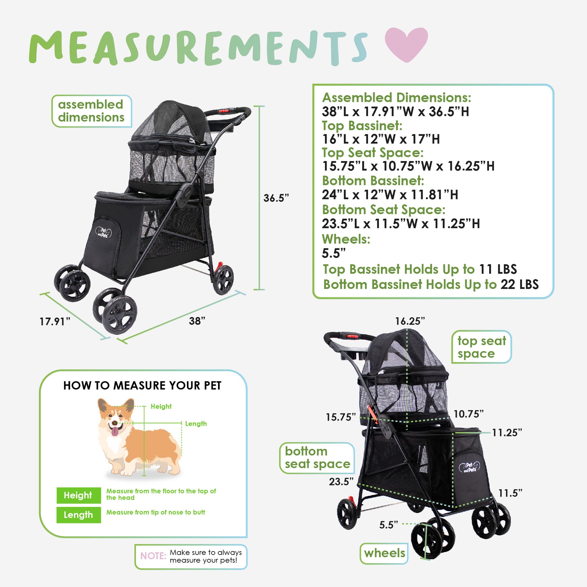 Pet and Pets by Petique Double Decker Pet Stroller for Dog, Cat, Small  Animal – Petique, Inc.