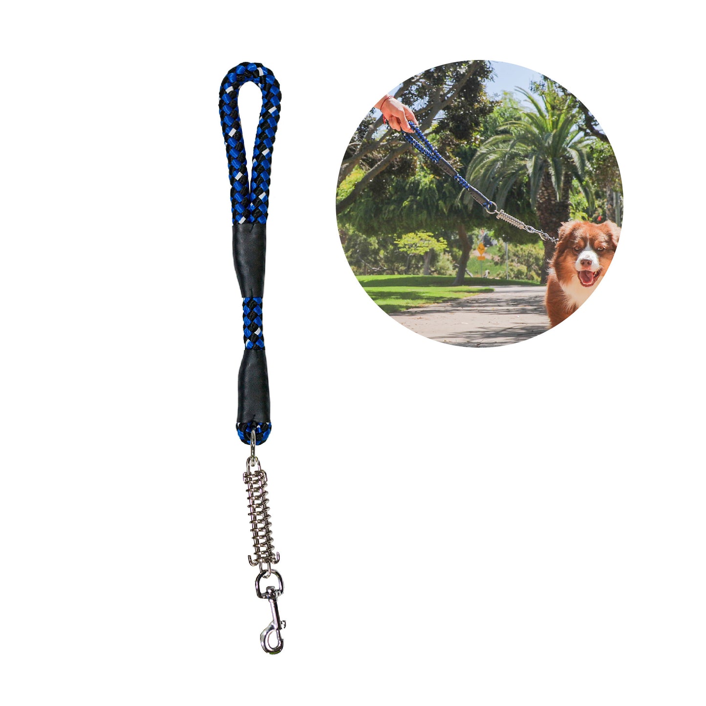 Tug Control Dog Leash - Reflective, Shock Absorber, Comfortable Grip, Sleek Design, Strong Weave Accent, for Small/Medium/Large Dogs/Cats/Pets