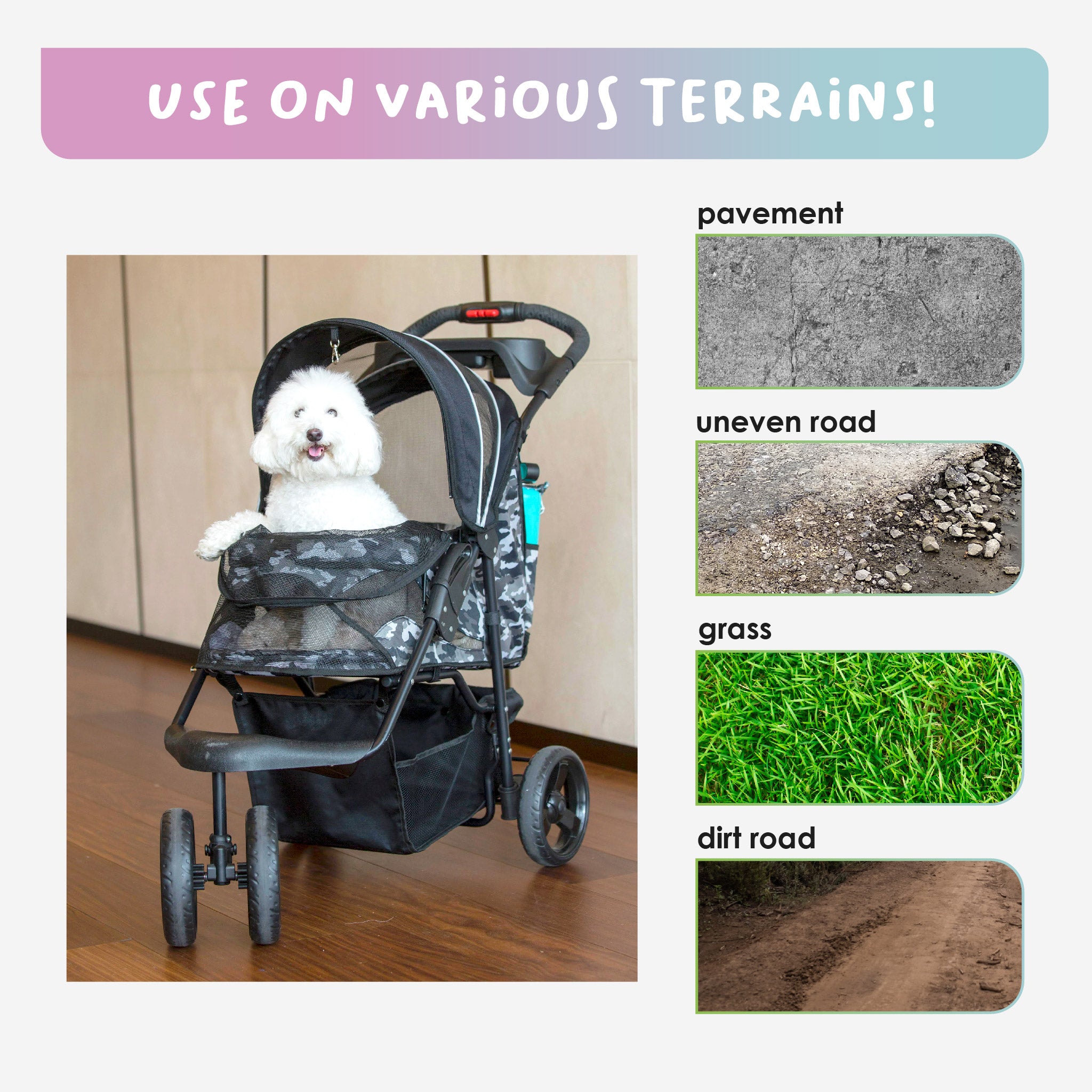 Off road pet top stroller