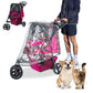 Petique Durable Pet Stroller with Rain/Weather Cover, Large Wheels, Easy Fold, Large Storage Basket, Secure Cup Holder Tray, for Small to Medium Dog, Cat, Bunny, Supports pets up to 55LBS - PINK