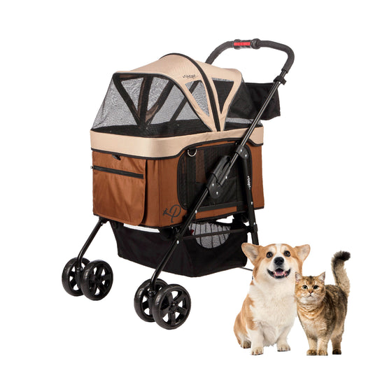 Dynamic Pet Stroller 4-in-1 Travel System, Stroller/Car Seat/Rolling Carrier, Lightweight, Ventilation, Durable, for Medium/Small Dogs/Cats, Supports pets up to 55LBS