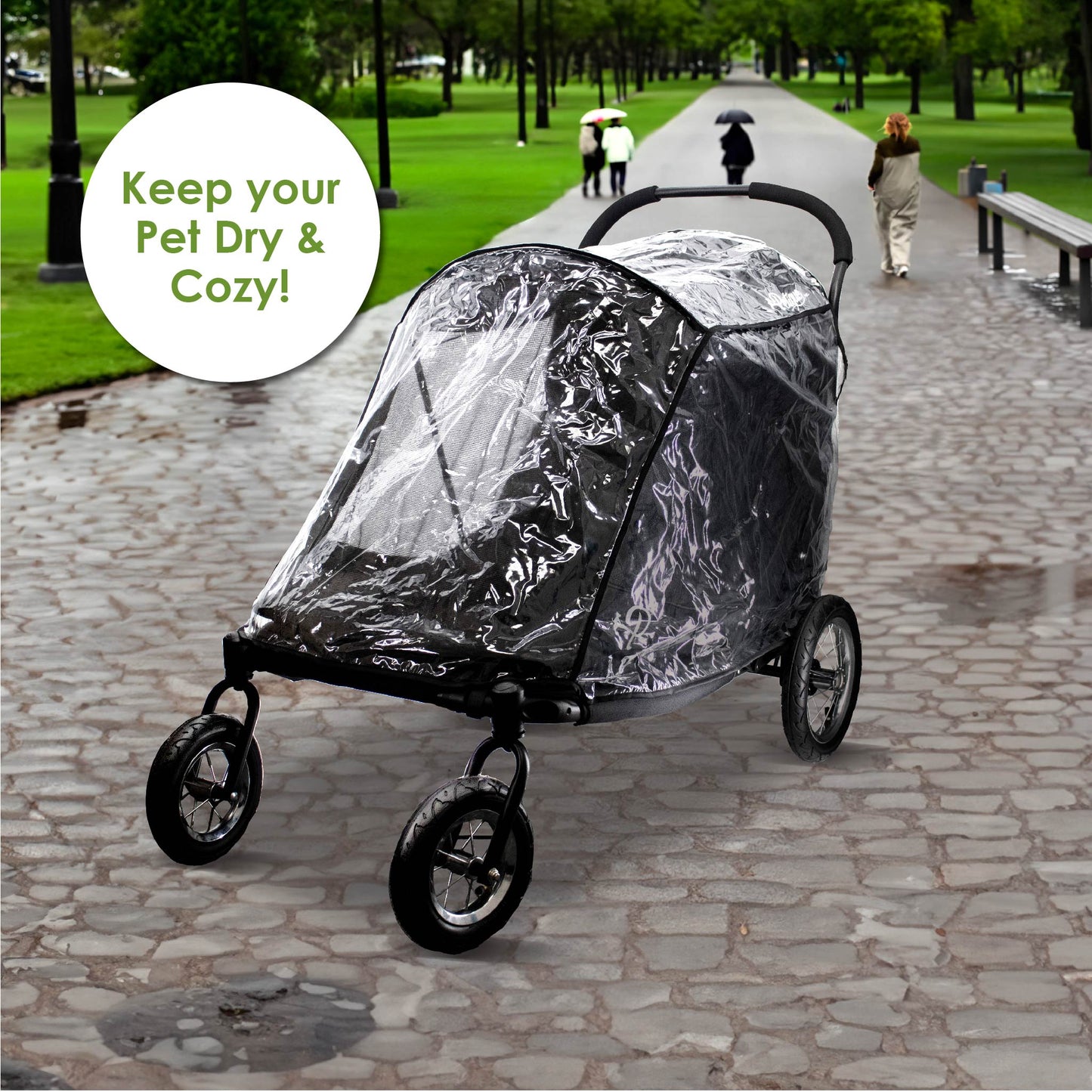 Apollo/Elite Pet Stroller Rain Cover ONLY, Weather Protection Snow/Rain/Wind Cover for Dog/Cat/Pet Stroller with Ventilation, Foldable, Clear, One Size (COMPATIBLE WITH PETIQUE APOLLO/ELITE PET STROLLER ONLY)