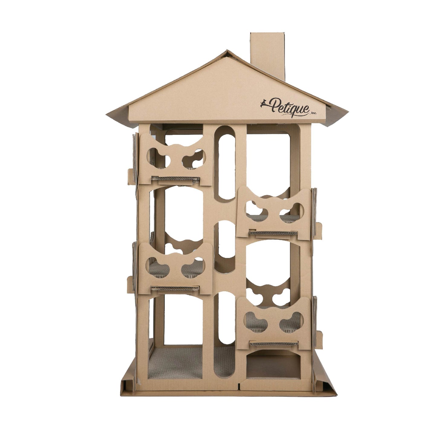 Feline Chateau Cat House: Eco-Friendly, Non-Toxic, Easy Assembly, Sustainable, Compostable, Lightweight, Sturdy, Recycled Cardboard, 5 Scratch Boards, Multi-Level, SUPPORTS UP TO 30 LBS