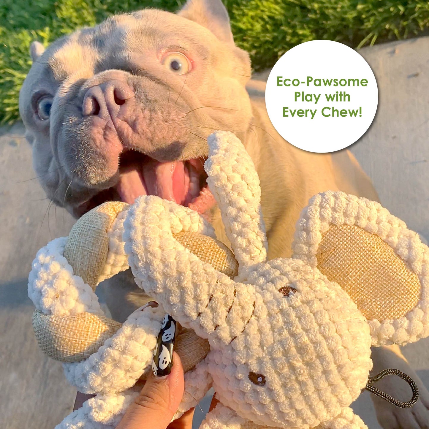 Tough Hemp Elephant Twist Dog Toy: Fun Squeaker, Mentally & Physically Stimulates, Large Hemp Rope Body for Chewing, Tough Hemp for Play & Fetch, Non-Toxic, Cleans Teeth, Variety of Textures, for Pets