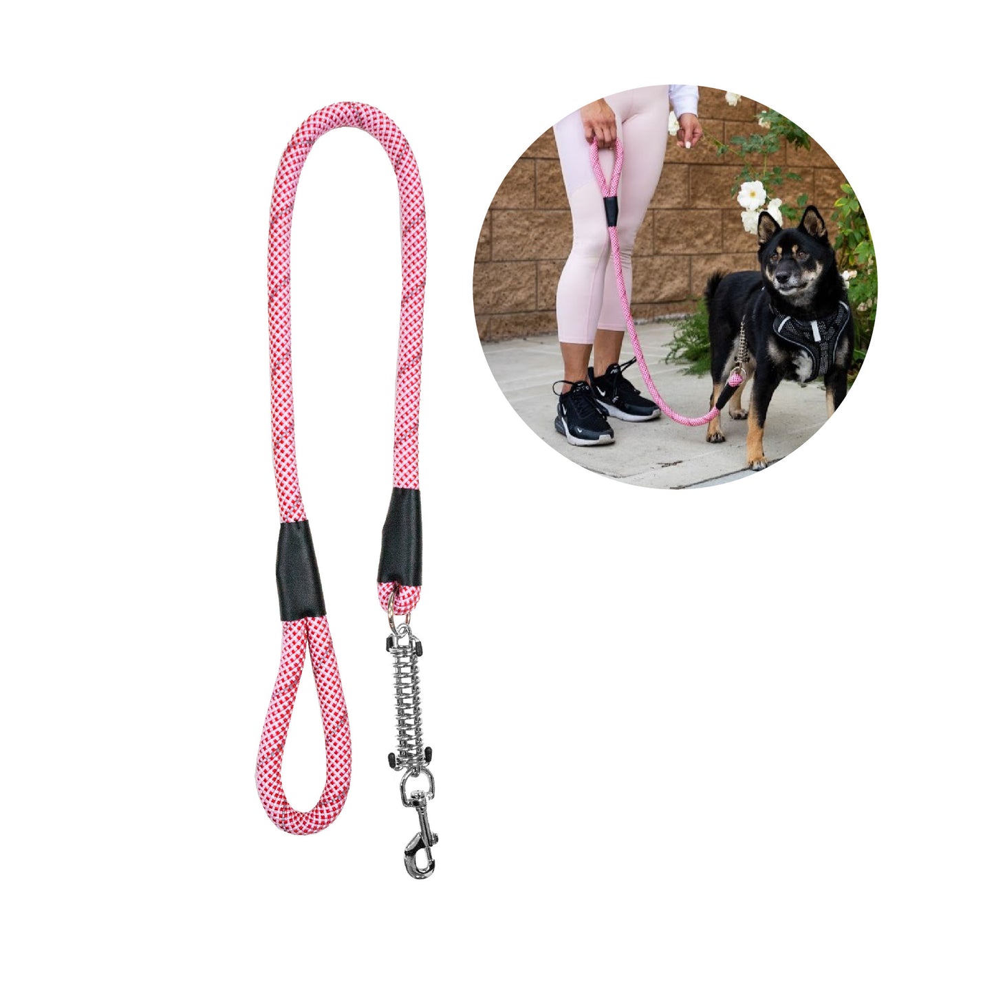 Tug Control Dog Leash - Reflective, Shock Absorber, Comfortable Grip, Sleek Design, Strong Weave Accent, for Small/Medium/Large Dogs/Cats/Pets