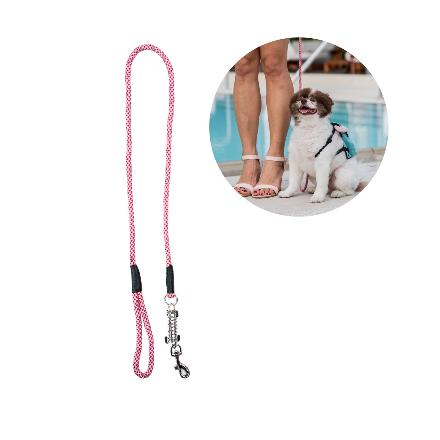 Tug Control Dog Leash - Reflective, Shock Absorber, Comfortable Grip, Sleek Design, Strong Weave Accent, for Small/Medium/Large Dogs/Cats/Pets