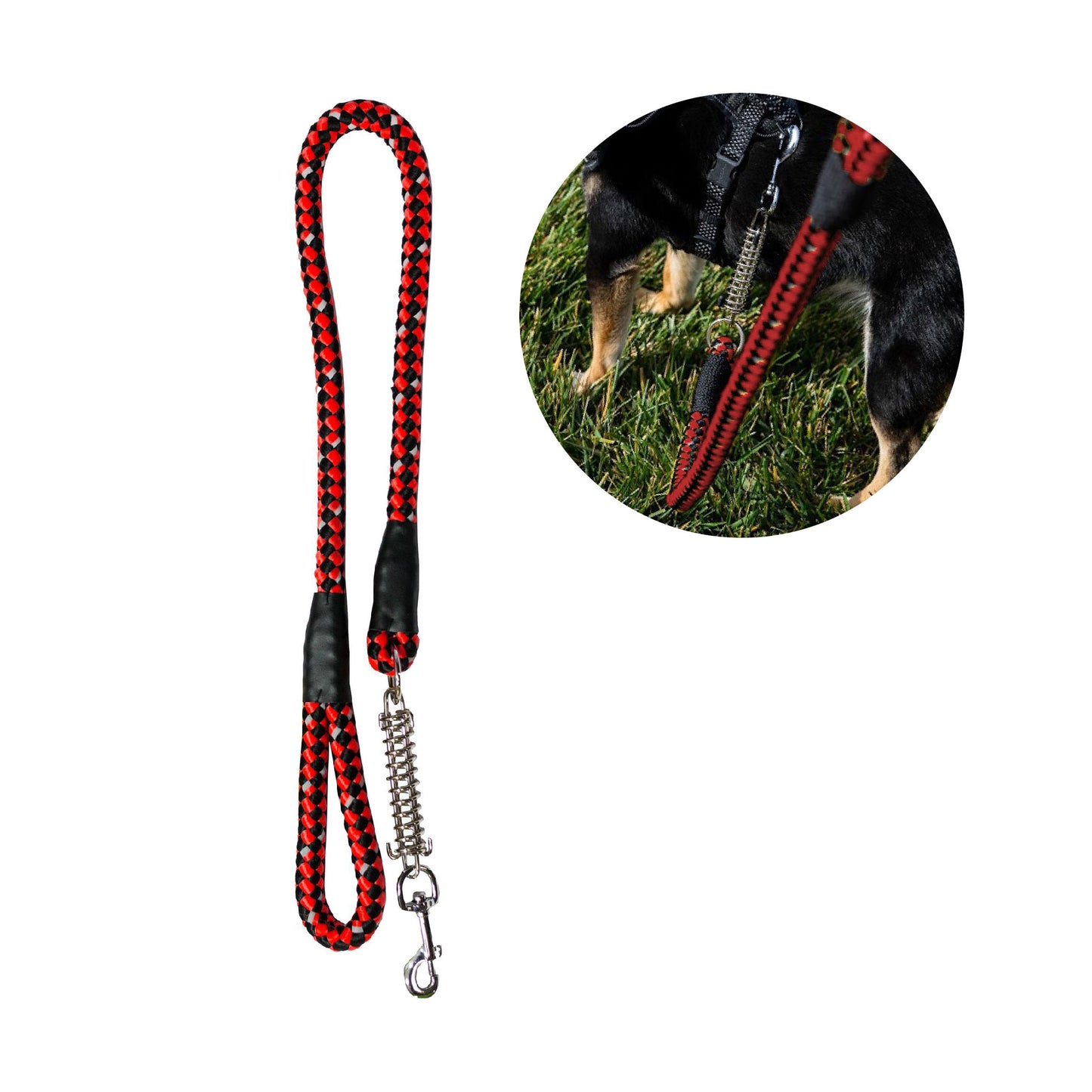 Tug Control Dog Leash - Reflective, Shock Absorber, Comfortable Grip, Sleek Design, Strong Weave Accent, for Small/Medium/Large Dogs/Cats/Pets