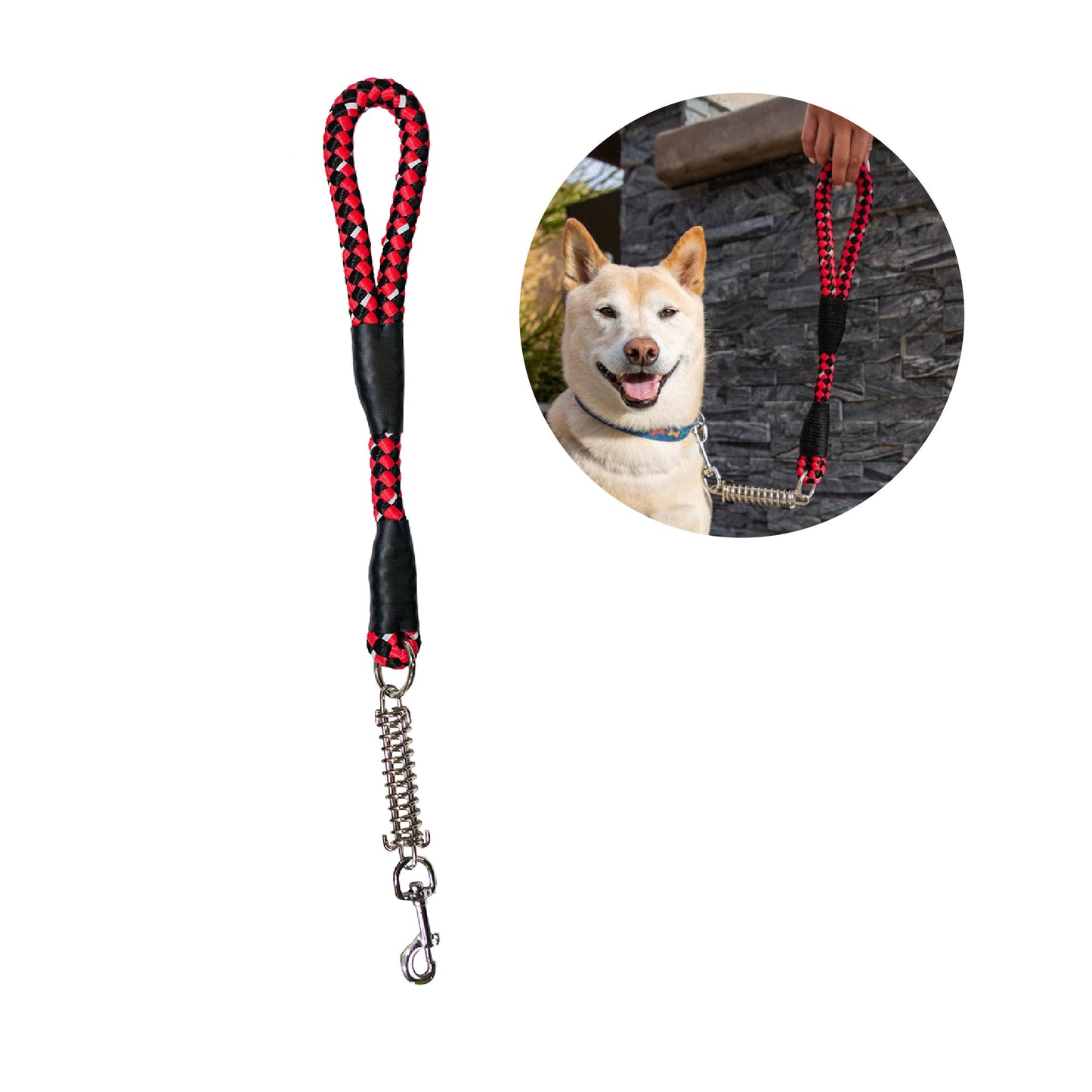 Tug Control Dog Leash - Reflective, Shock Absorber, Comfortable Grip, Sleek Design, Strong Weave Accent, for Small/Medium/Large Dogs/Cats/Pets