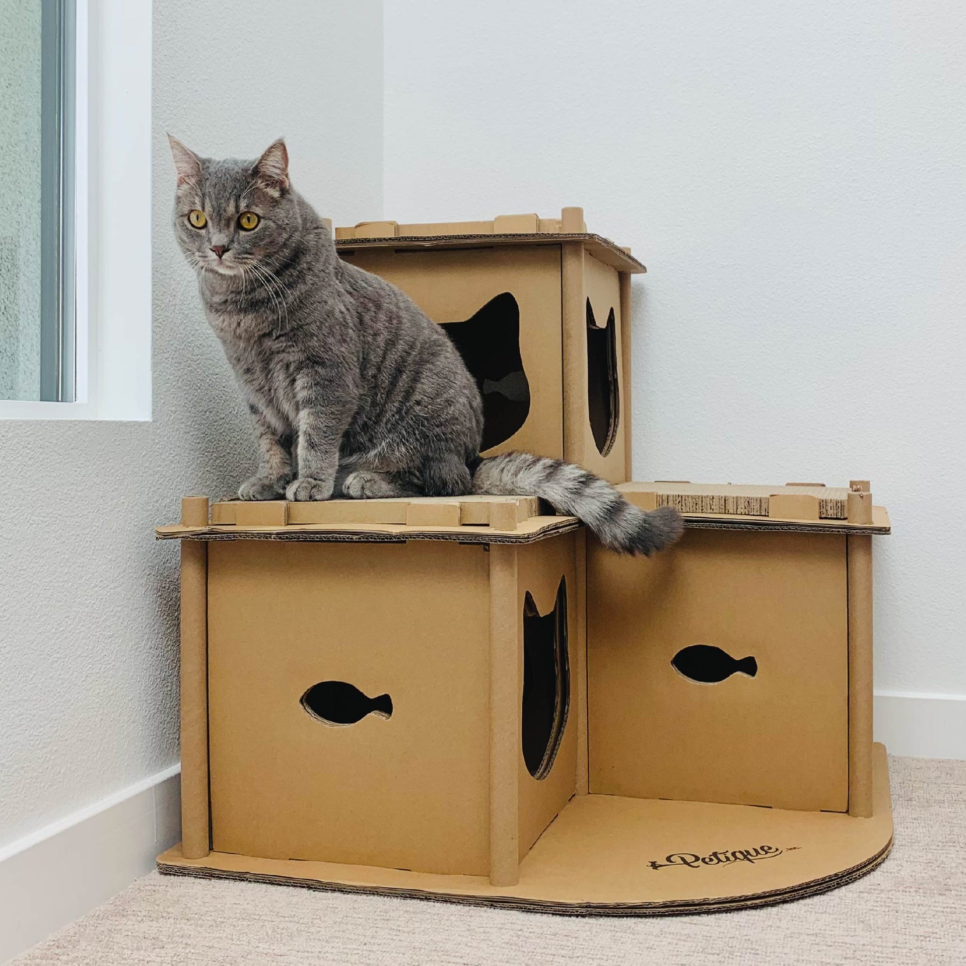 feline fortress cat house fits in corner