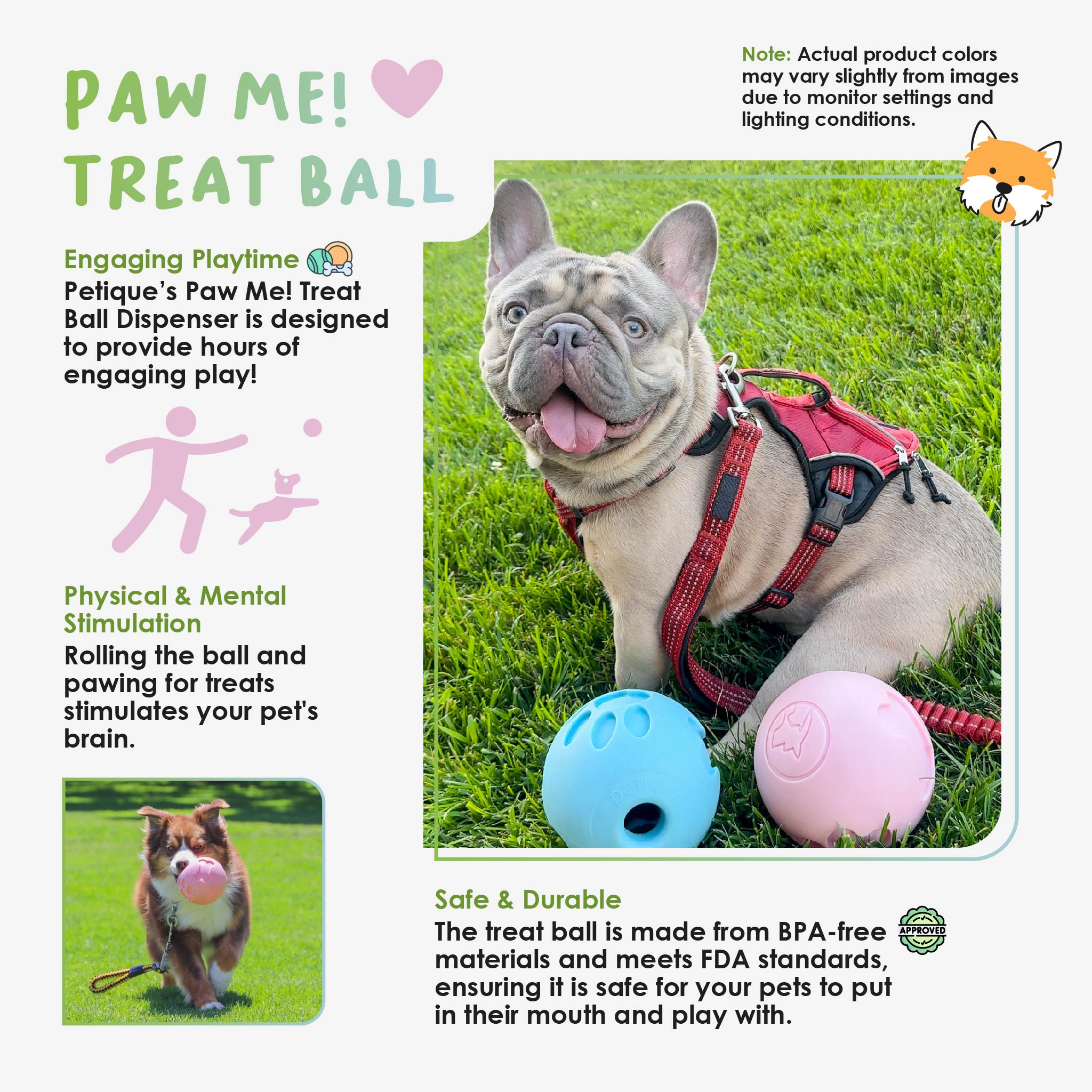 Pink Paw Me Treat Ball Dispenser and Dog Toy Engaging Design Squishy Texture Easy Rolling Interactive Play Keeps Pets Busy Vanilla Scent