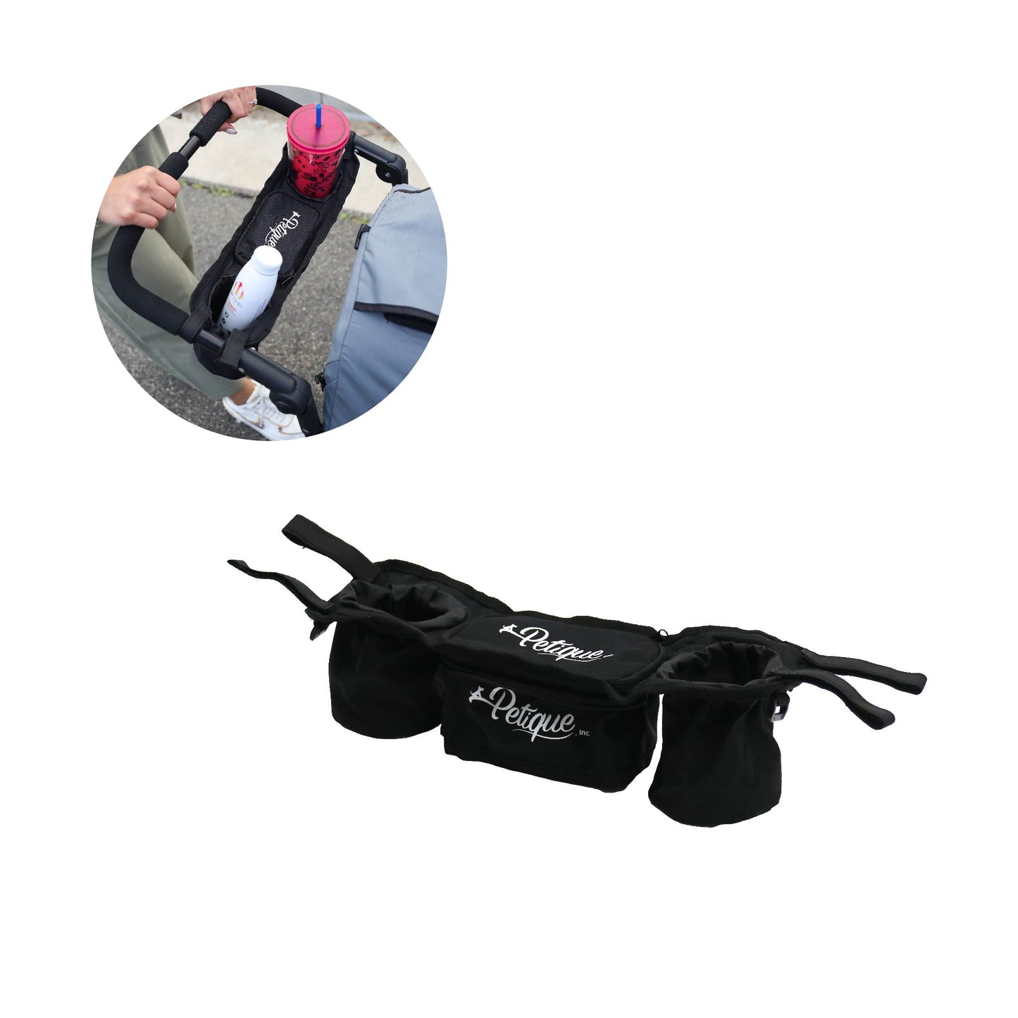 Portable Stroller Organizer: Easy Attach & Secure, Fits Pet Jogger/Stroller Handles, Stores Beverages, Phones, Treats, Keys, Foldable into Pouch, Secure Pocket, Holds 2 Cups, COMPATIBLE ONLY with our Trailblazer Pet Jogger & All Terrain Pet Jogger