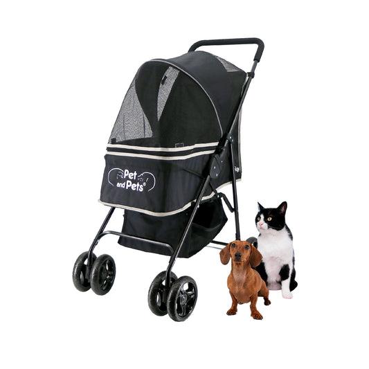 Rollin' Pet Stroller - Lightweight, Compact, Easy Fold, Quality Mesh Windows, Comfortable Handle, Durable for Dogs/Cats/Pets up to 33LB