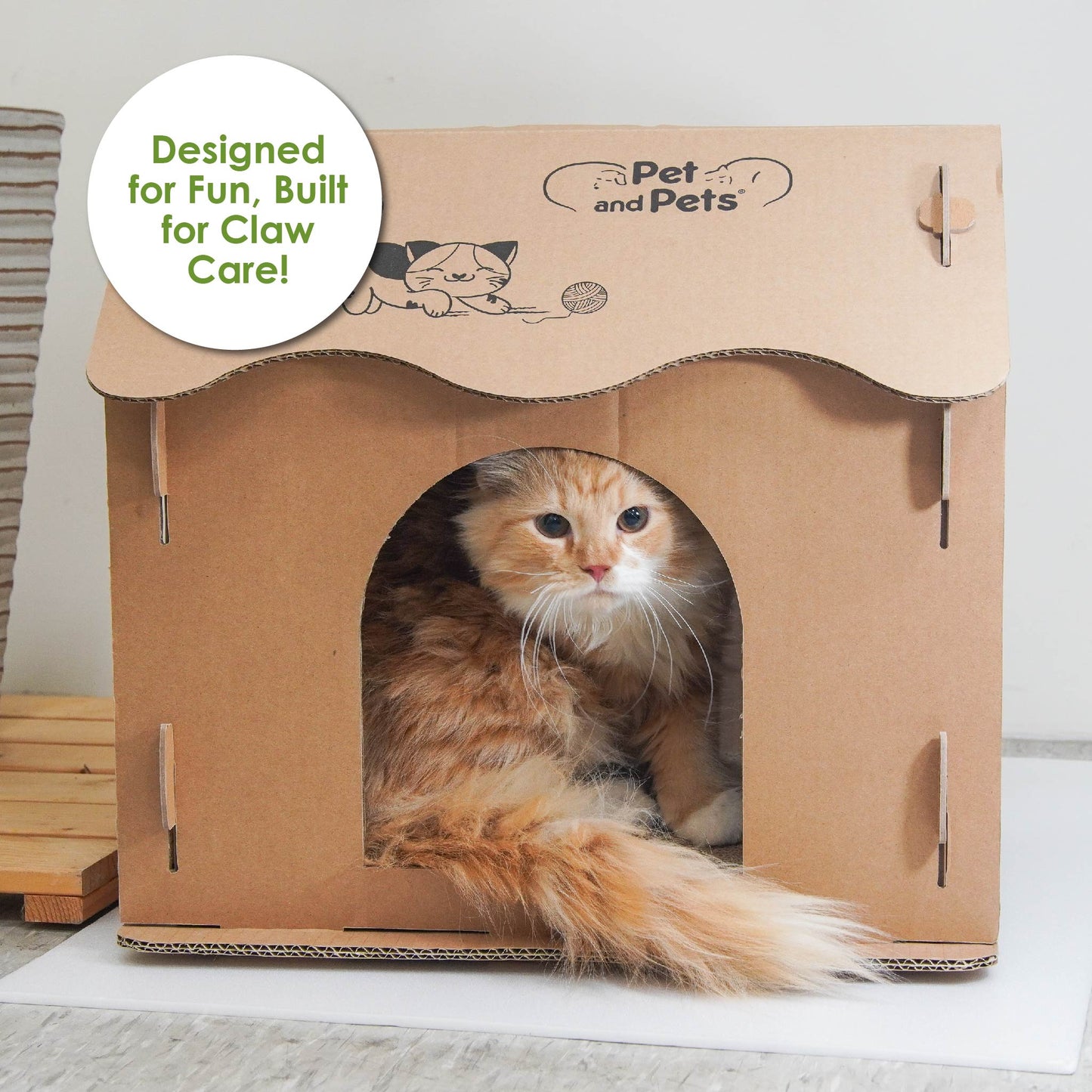 Scratch Pad Cat House: Large Double-Sided Scratch board, 100% Non-Toxic, Eco-Friendly, Sturdy, Easy to Build, Lightweight, Durable Cardboard, No Formaldehyde, Sustainable, Compostable, Recyclable, for Cats, Bunnies, Small Animals