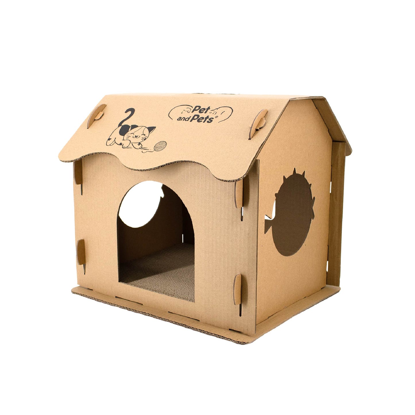 Scratch Pad Cat House: Large Double-Sided Scratch board, 100% Non-Toxic, Eco-Friendly, Sturdy, Easy to Build, Lightweight, Durable Cardboard, No Formaldehyde, Sustainable, Compostable, Recyclable, for Cats, Bunnies, Small Animals