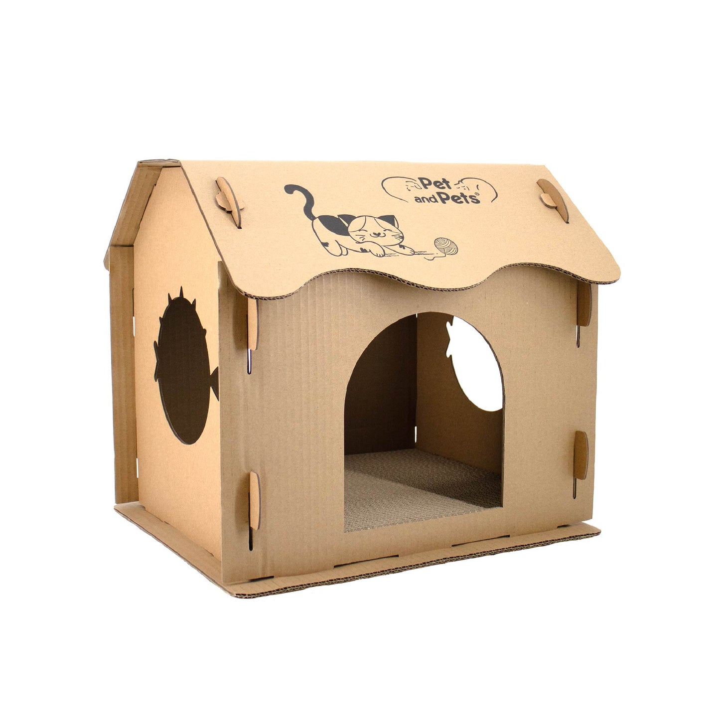 Scratch Pad Cat House: Large Double-Sided Scratch board, 100% Non-Toxic, Eco-Friendly, Sturdy, Easy to Build, Lightweight, Durable Cardboard, No Formaldehyde, Sustainable, Compostable, Recyclable, for Cats, Bunnies, Small Animals