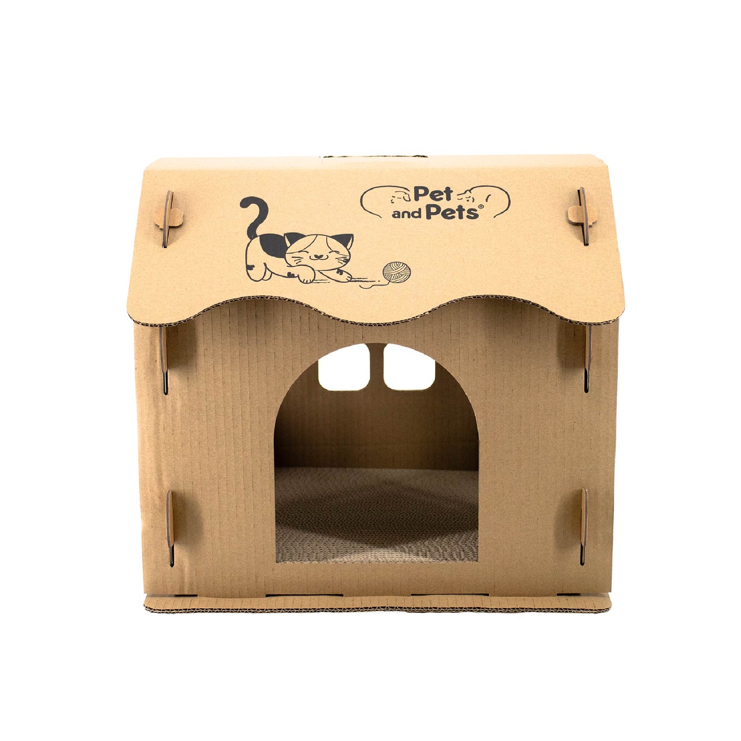 Scratch Pad Cat House: Large Double-Sided Scratch board, 100% Non-Toxic, Eco-Friendly, Sturdy, Easy to Build, Lightweight, Durable Cardboard, No Formaldehyde, Sustainable, Compostable, Recyclable, for Cats, Bunnies, Small Animals