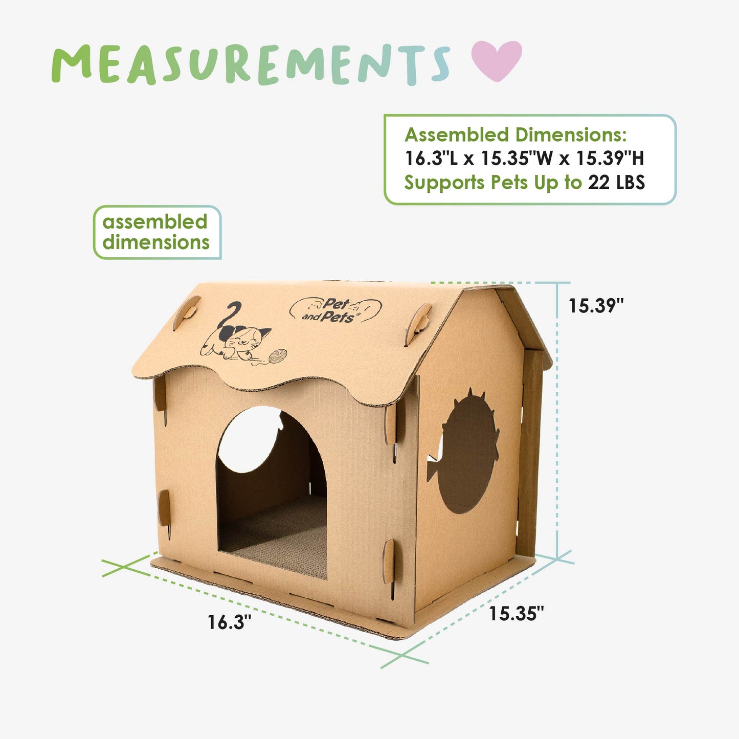 Scratch Pad Cat House: Large Double-Sided Scratch board, 100% Non-Toxic, Eco-Friendly, Sturdy, Easy to Build, Lightweight, Durable Cardboard, No Formaldehyde, Sustainable, Compostable, Recyclable, for Cats, Bunnies, Small Animals