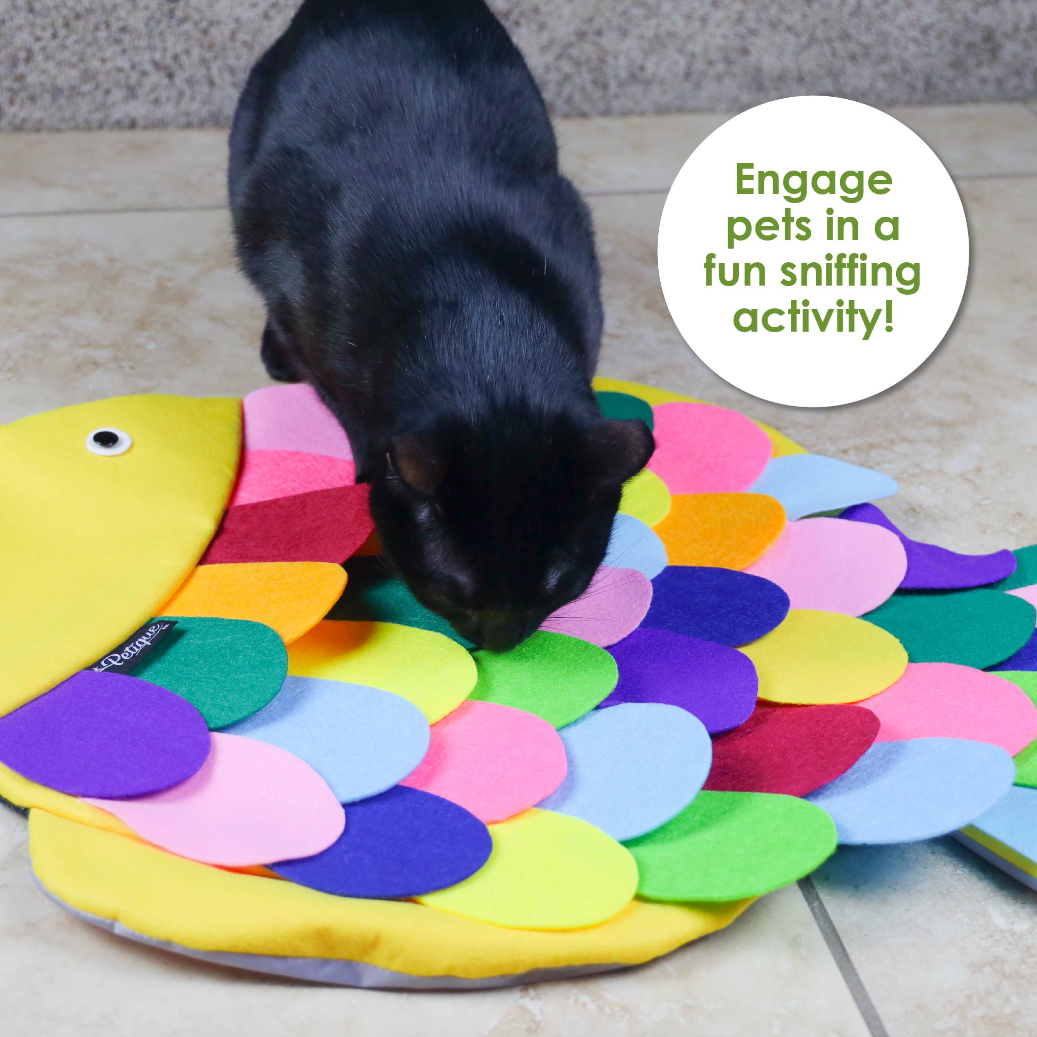 Snuffle Mat Puzzle Pad Fish Colorful Felt for Treats Interactive Engaging Easy to Clean Handmade with Love. Mental Physical Stimulation