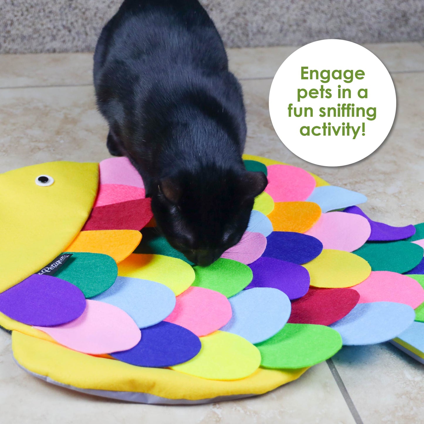 Snuffle Mat Puzzle Pad – Fish Colorful Felt for Treats, Interactive & Engaging, Easy to Clean, Handmade with Love. Mental & Physical Stimulation, Prevents Destructive Behavior, Slows Eating, Encourages Foraging Skills, Relieves Excess Energy, for Pets