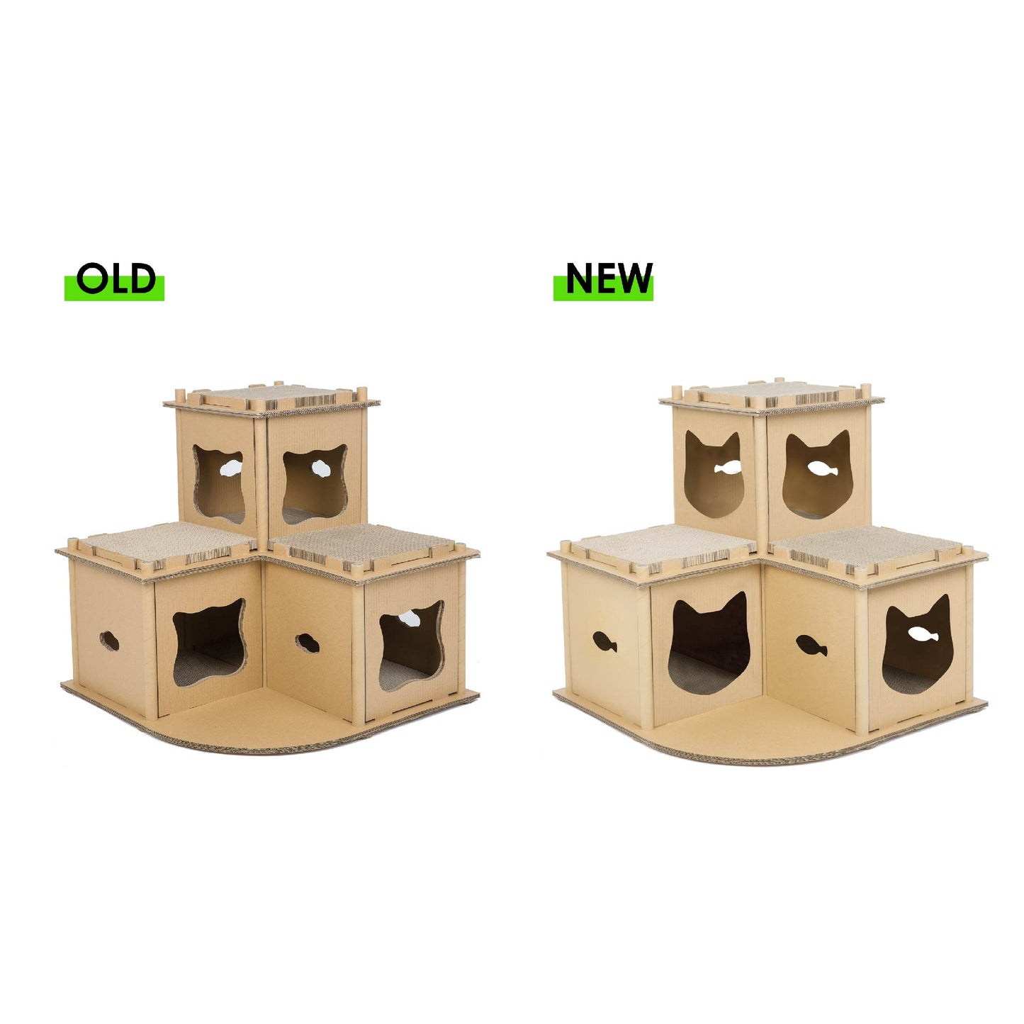 old vs new feline fortress cat house