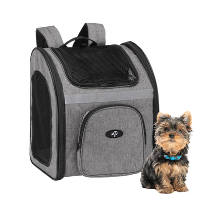 The Backpacker Pet Carrier for Small Dogs/Cats/Pets, Storage Pocket, Luggage Handle Slit, Leash Inside, Adjustable Straps, Reversible Mat, 3 Entryways, Folds Flat, Reflective Strip